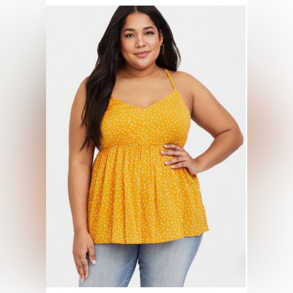 Torrid Yellow-Gold Polka Dot Babydoll